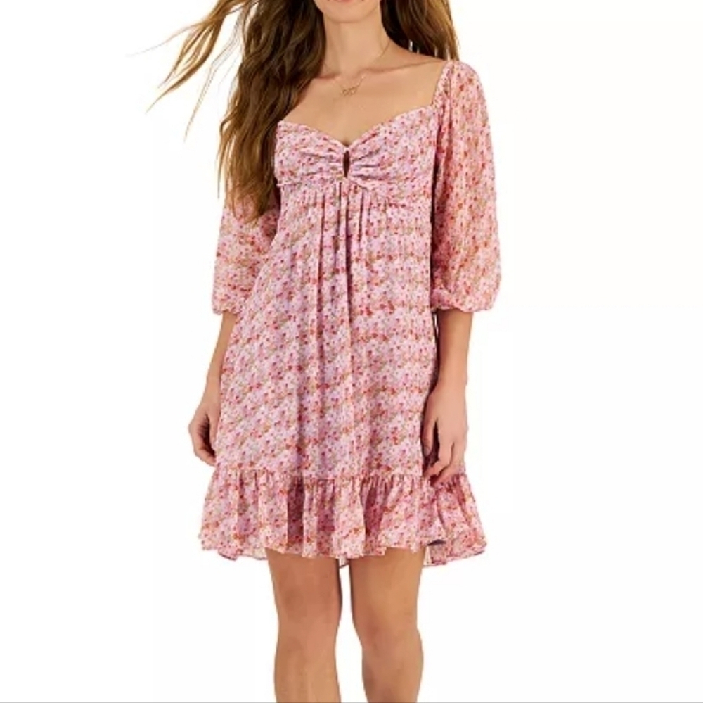 Taylor Paris printed chiffon smocked back sheath dress